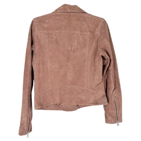 NWT All Saints Suede Leather Dalby Biker Jacket in Rose Pink - Picture 3 of 10